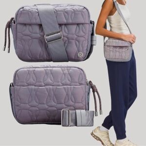 lululemon Quilted embrace Crossbody Bag in Lavender Gray iridescent RARE HTF